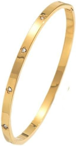 3pcs Womens Bracelet Set 18K Gold Plated No Tarnish Stainless Steel Ddainty Cuff Bracelets | Amazon (US)