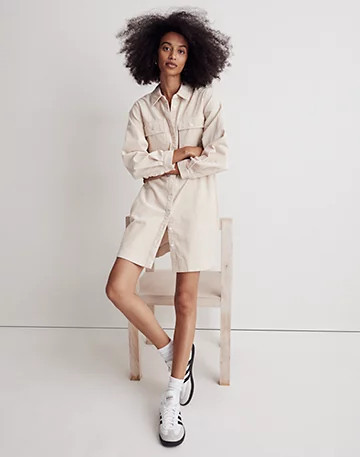 Corduroy Long-Sleeve Mini Shirtdress | Madewell