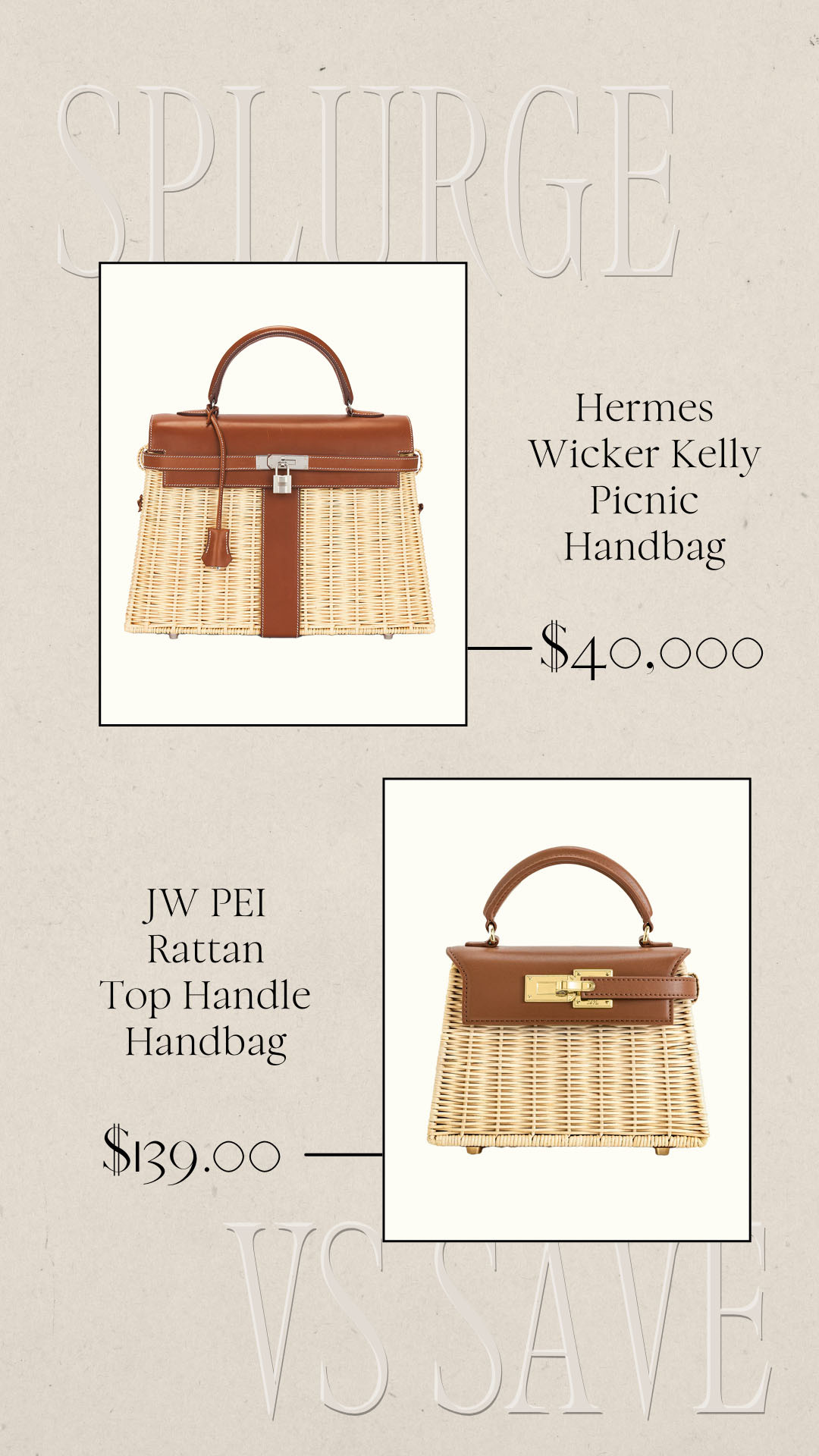 Splurge vs Save | Save vs Splurge | Hermes Look for Less | Rattan Hangbag  

 #LTKSeasonal