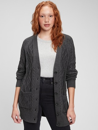 Cable Knit Boyfriend Cardigan | Gap (US)
