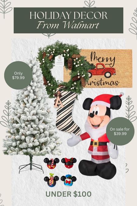 Holiday decor from Walmart under $100!! The Mickey inflatable is on sale for $39.99!! All of these are ✨under $100✨