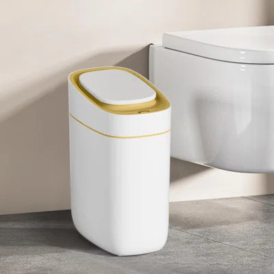 Automatic Bathroom Trash Can With Lid 2.5 Gallon Slim Sensor Garbage Can, 9L Narrow Plastic Trash Bin, Waterproof Motion Sensor Trash Bin, Golden | Wayfair North America