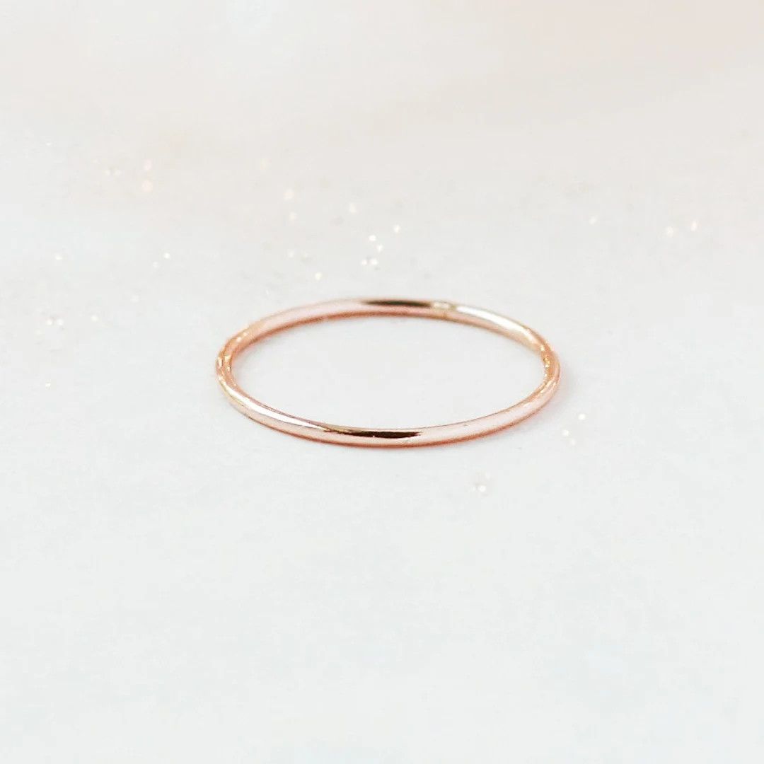 ROSE stacking ring. SMOOTH Ready to Ship 14k rose gold filled band. ONE rose gold fill thin stack... | Etsy (US)