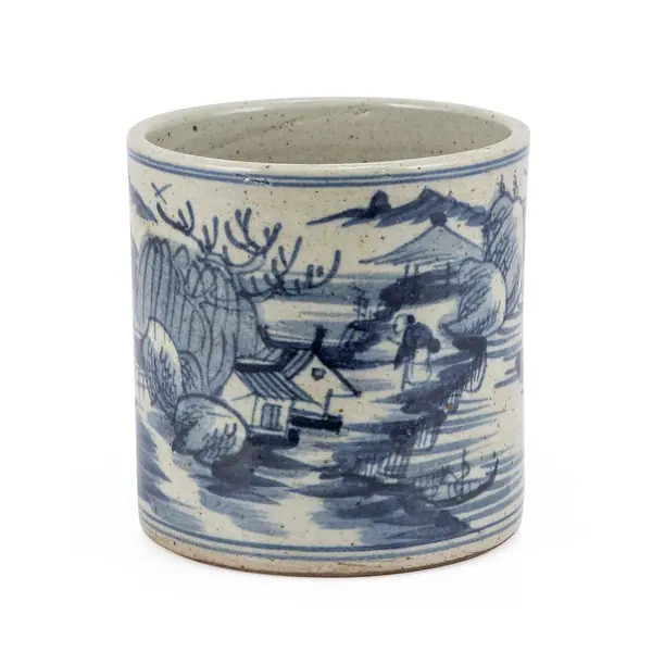 Dynasty Blue And White Orchid Pot Landscape Motif | Bed Bath & Beyond