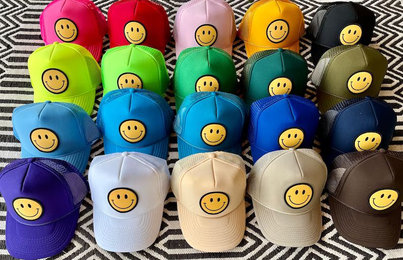 Smiley Face Trucker Hat Smiley Face Patch Smiley Face Hat | Etsy | Etsy (US)