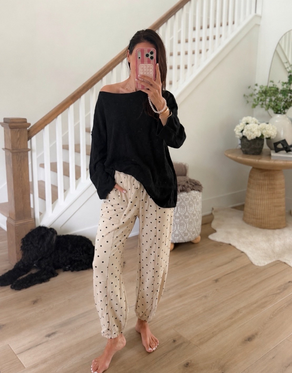 These polka dot joggers are basically pajama level comfortable but still cute enough to wear out. I love them with an oversized off the shoulder sweater for an easy outfit that feels cozy without looking like loungewear.

polka dot pants, jogger pants, casual fall outfit, off shoulder sweater, cozy outfit, comfortable pants, fall loungewear, everyday outfit, neutral outfit, fall fashion, annabrstyle

#LTKootd #LTKSeasonal #LTKOver40