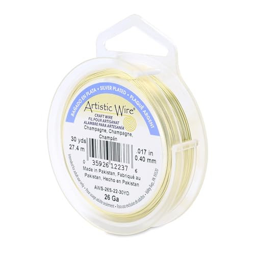 Artistic Wire, 26 Gauge Silver Plated Tarnish Resistant Colored Copper Craft Wire, Champagne, 20 yd | Amazon (US)
