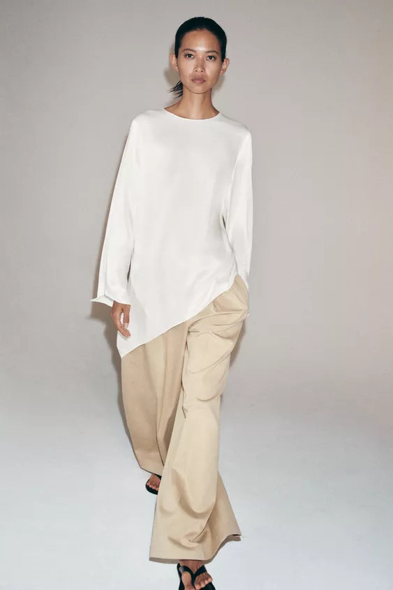 ZW COLLECTION SATIN ASYMMETRIC TOP | Zara US