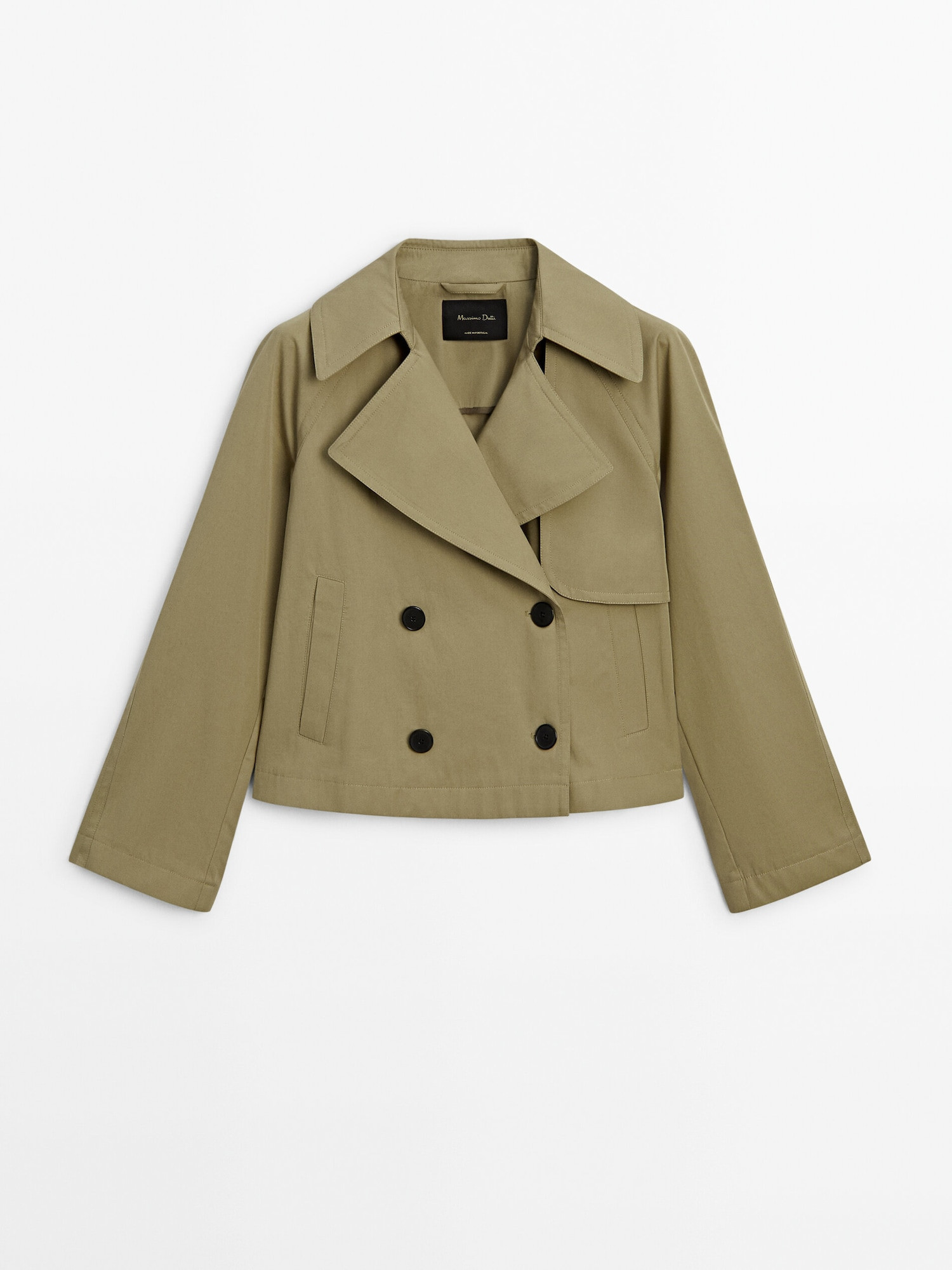 Short 100% cotton trench coat with lapel | Massimo Dutti US
