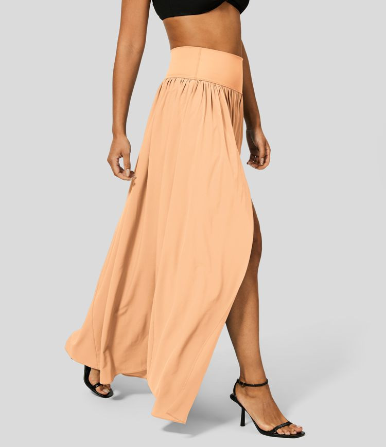 Women’s Breezeful™ High Waisted Plicated Split 2-in-1 Flowy Quick Dry Maxi Casual Skirt - Hal... | HALARA