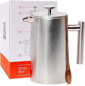 French Press with Thermometer - Insulated Coffee Press - Stainless Steel French Press Coffee Make... | Amazon (US)