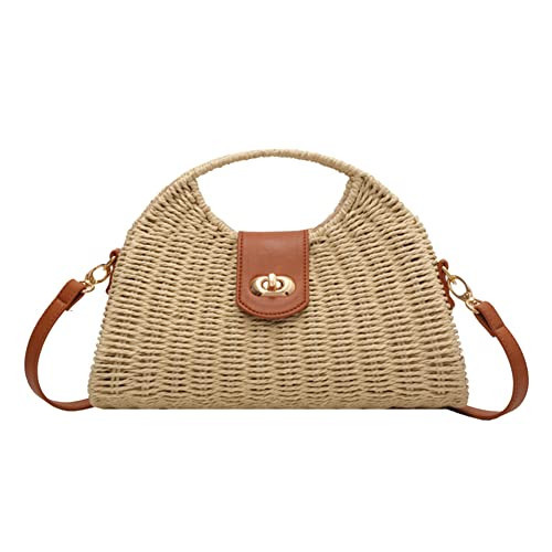 DKIIL NOIYB Straw Crossbody Bag for Women, Woven Rattan Beach Bags Top Handle Basket Purse Shoulder Handbag for Travel Vacation | Amazon (UK)