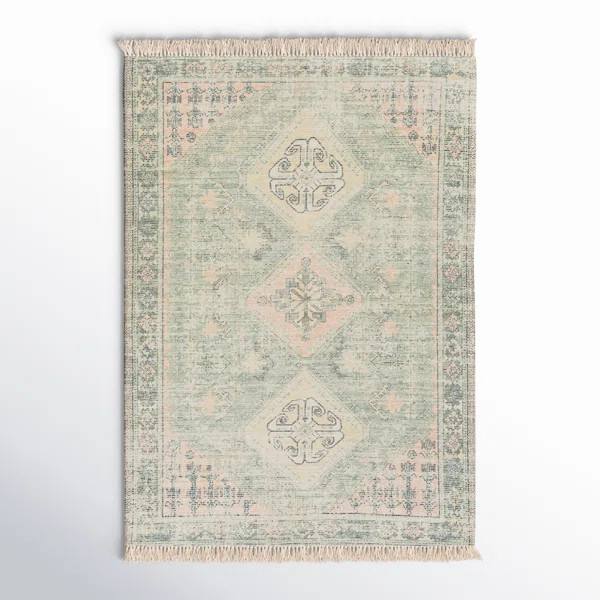Wensley Oriental Flatweave Green/Khaki Area Rug | Wayfair North America