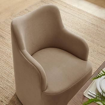 Modway Cordelle Swivel Dining Chair in Almond \u2013 Slipcovered Linen Blend Upholstered Barrel C... | Amazon (US)