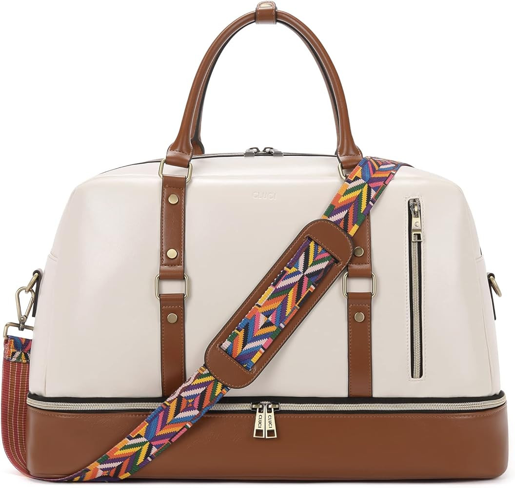 CLUCI Weekender Bag for Women Leather Overnight Carry on Travel Duffel Bags with Shoe Compartment... | Amazon (US)
