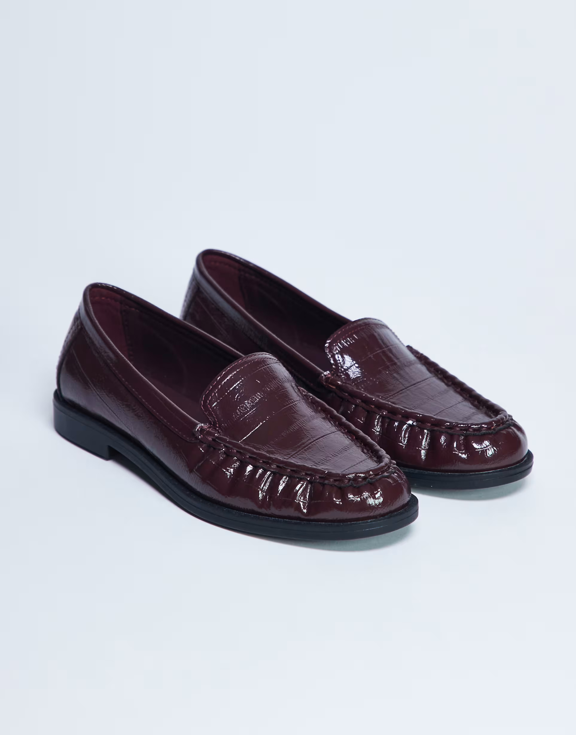 Topshop Coby ruched toe croc loafer in burgundy | ASOS | ASOS (Global)
