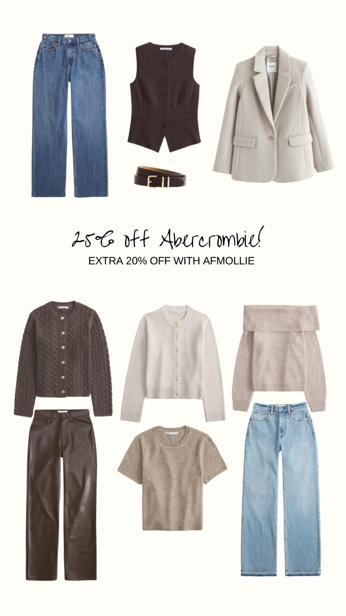 Up to 25% off Abercrombie today! If you add on the code AFMOLLIE you can get up to 45% off! 

Jeans/ trousers- I wear W27/short 
Jackets- I wear size M
Tops- I wear size S 
Cardigans- I wear size M 

Abercrombie sale, sale 

#LTKsale #LTKautumn #LTKeurope