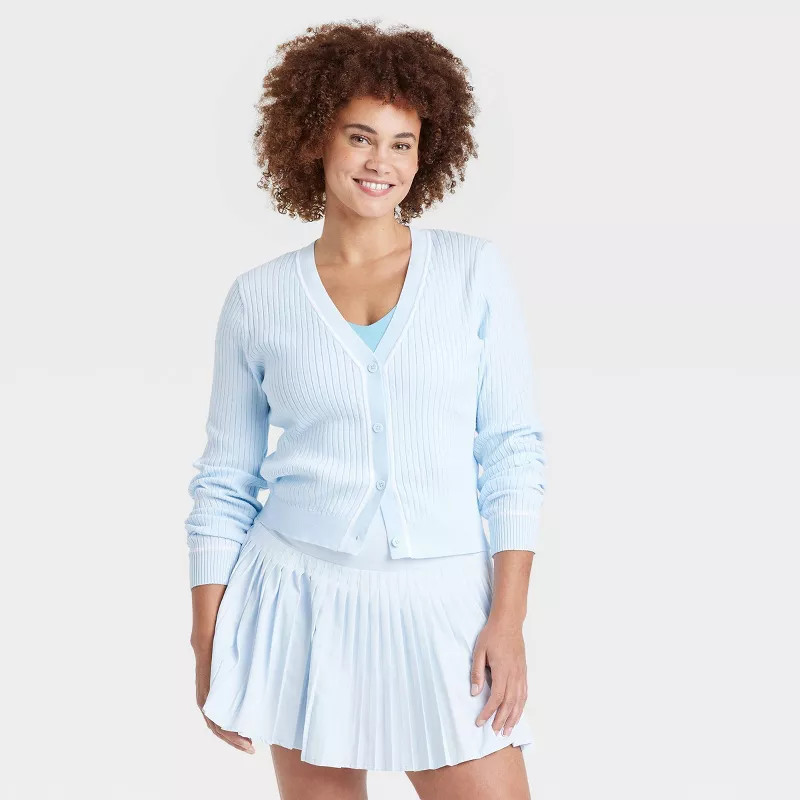 Women's Tipped Ribbed Cardigan - All In Motion™ | Target