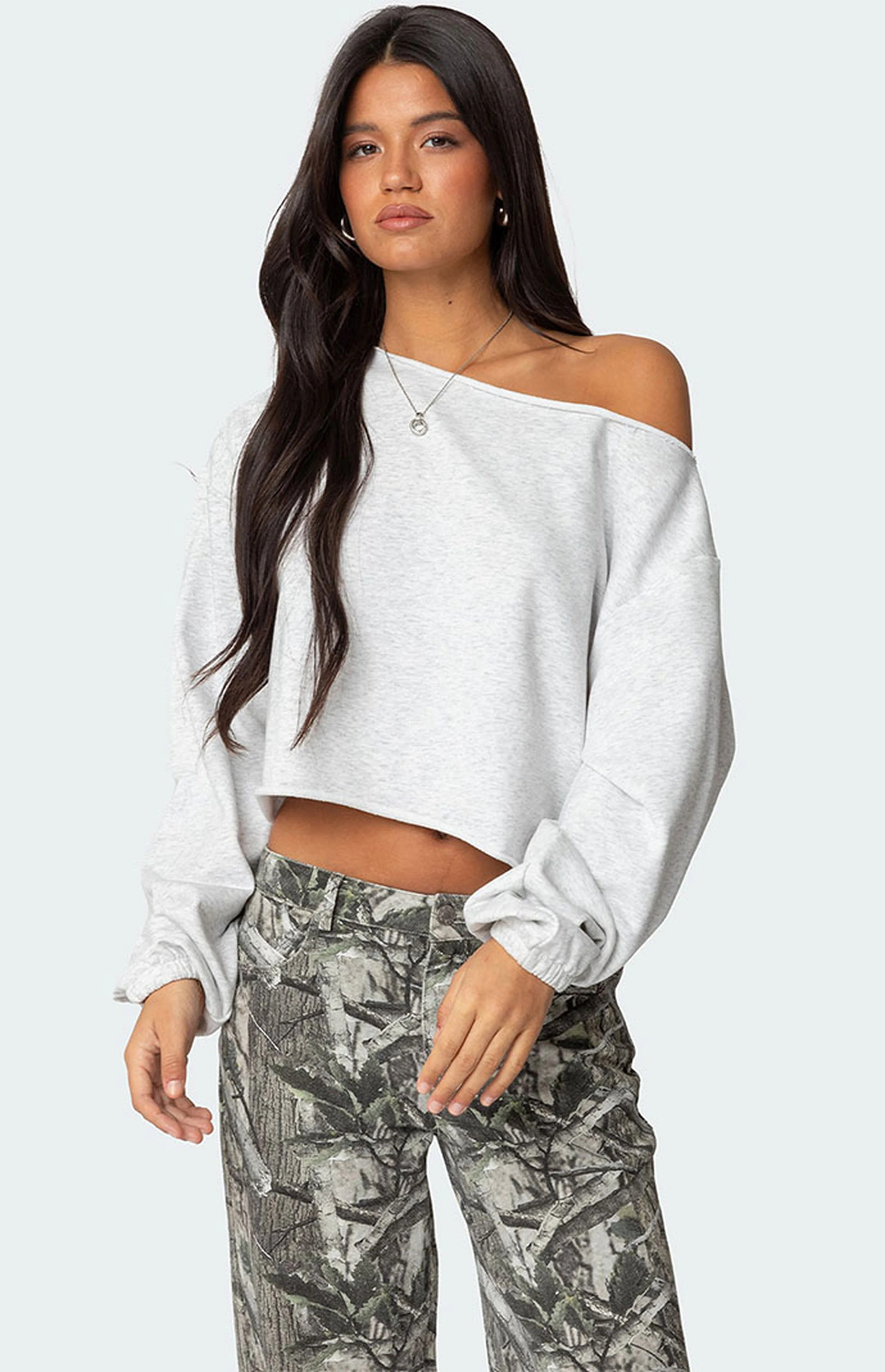 Edikted Aveline Off Shoulder Light Sweatshirt | PacSun