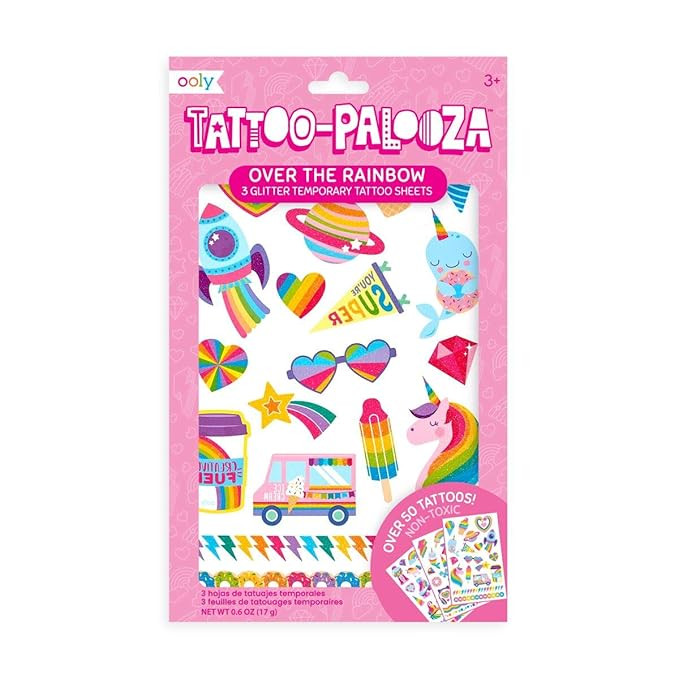 OOLY, Tattoo Palooza Skin-Friendly and Non-Toxic Temporary Tattoo for Kids - Over The Rainbow, 3 ... | Amazon (US)