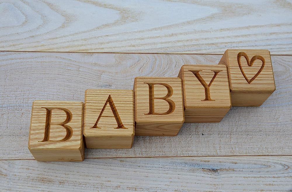 Personalized Wood Blocks - Personalized Baby Letter Blocks - Wood Letter Blocks - Custom Wood Blo... | Amazon (US)