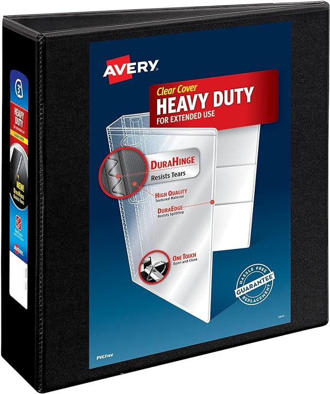 Avery Heavy-Duty View 3 Ring Binder, 3 Inch One Touch Slant Rings, 3.5" Spine, 1 Black Binder (79... | Amazon (US)