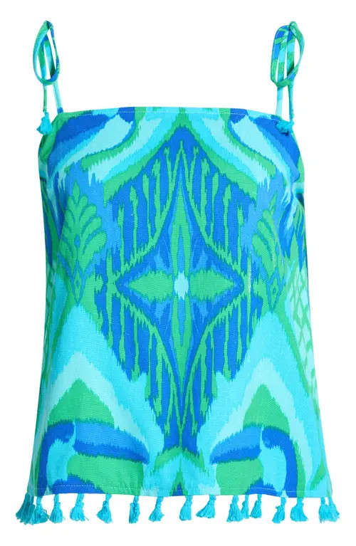 SUGARLIPS Blissy Tropical Yari Tie Strap Tank in Kelly-Blue-Mul at Nordstrom, Size X-Small | Nordstrom