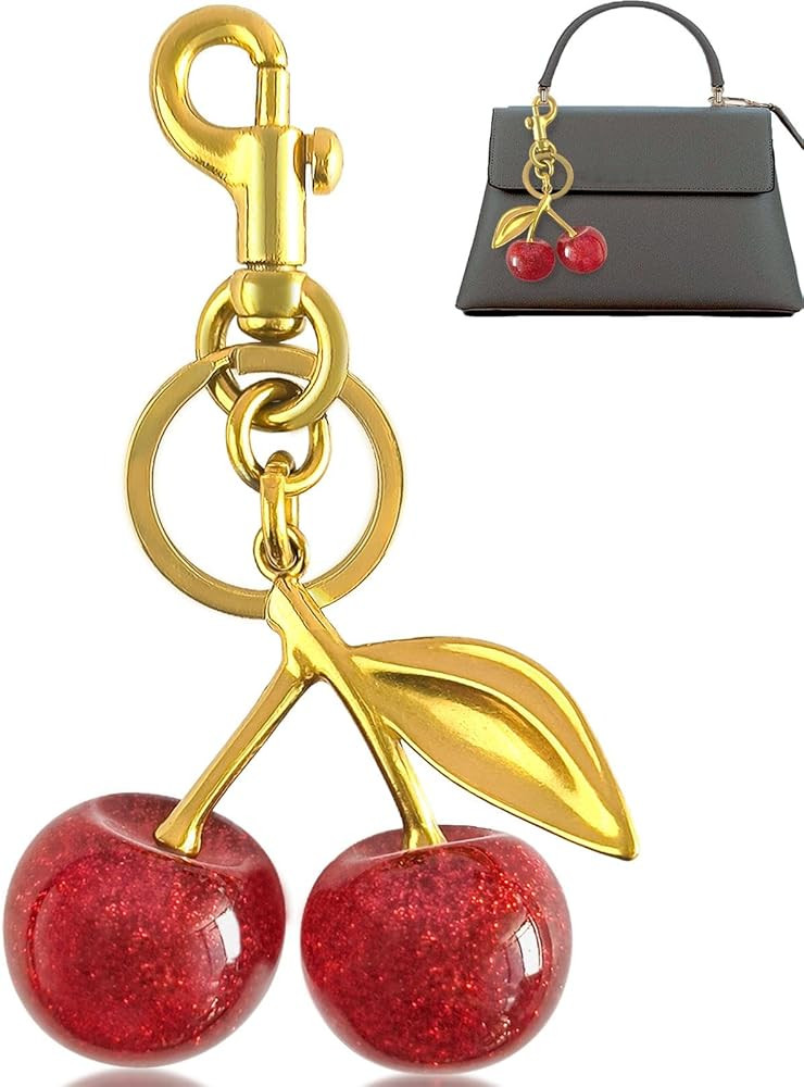 Cherry Bag Charm, Cherry Charm Purse Charm for Handbags, Glittery Cherry Keychain Accessory Bag C... | Amazon (US)