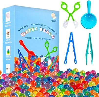 KINFAYV Water Beads - 70000 Beads 1 Scoop 2 Tweezers 1 Spoon, Soft Water Jelly Beads Motor Skills... | Amazon (US)