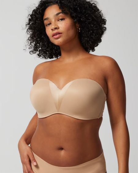I get a ton of questions regarding what strapless bra I use. I am a 34 DD and most strapless bras wind up around my waist because they don’t stay up. This is the first one I’ve tried that stays in place and is comfortable. I love the wide band to help hide back fat 🙃 this soma bra is currently 50% off!! 

#LTKSaleAlert #LTKFindsUnder50 #LTKOver40