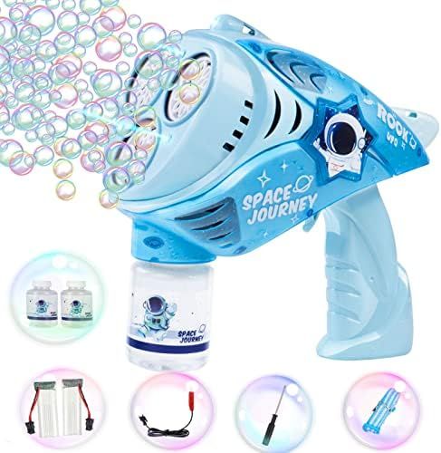 Bubble Gun for Kids - Pisale Space Bubble Machine with Lights, Automatic Bubble Maker 360 Degree ... | Amazon (US)