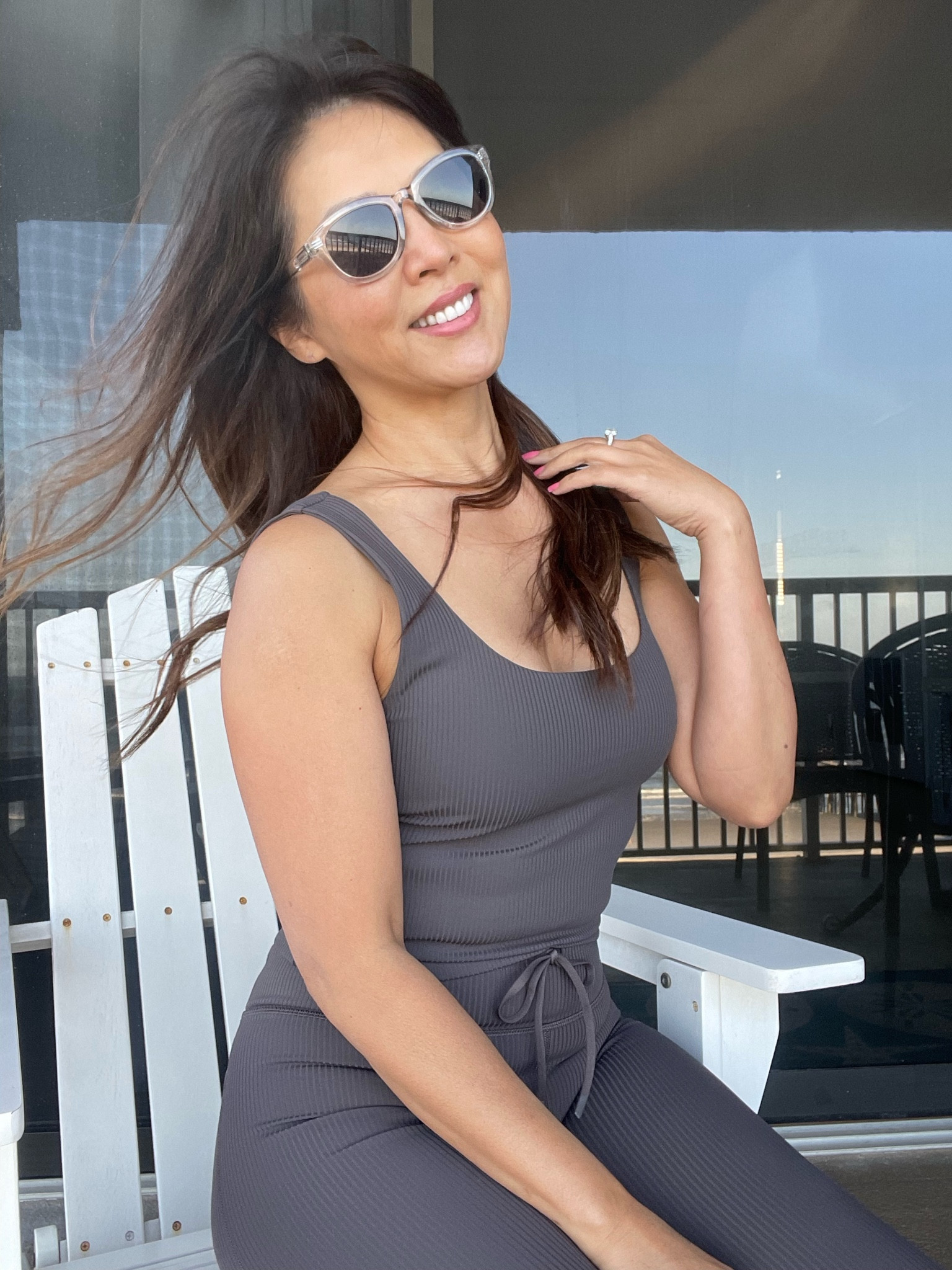 Wearing fabletics oasis twist built in bra tank and ribbed leggings | both in size small | new VIP offer 70% off

#LTKstyletip #LTKfitness #LTKActive