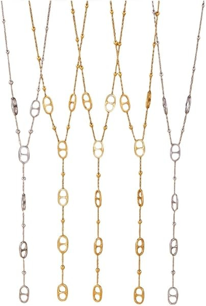 Trendy Long Chain Stainless Steel Necklace For Women - PVD Gold Plated Fashion Jewelry | Amazon (US)