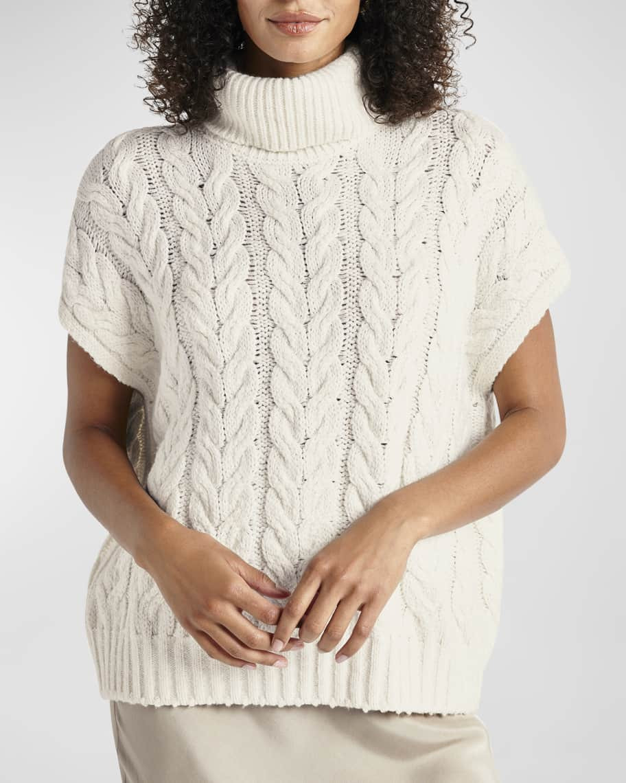 Splendid Abbott Short-Sleeve Cashblend Cable Sweater | Neiman Marcus