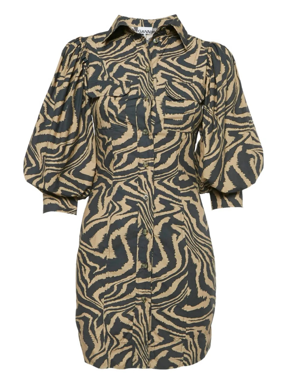 zebra puff-sleeves dress | Farfetch Global