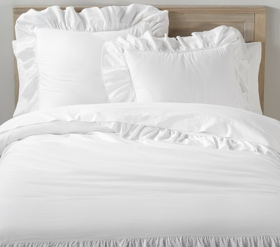 Washed Cotton Ruffle Organic Duvet Cover & Shams | Pottery Barn Kids
