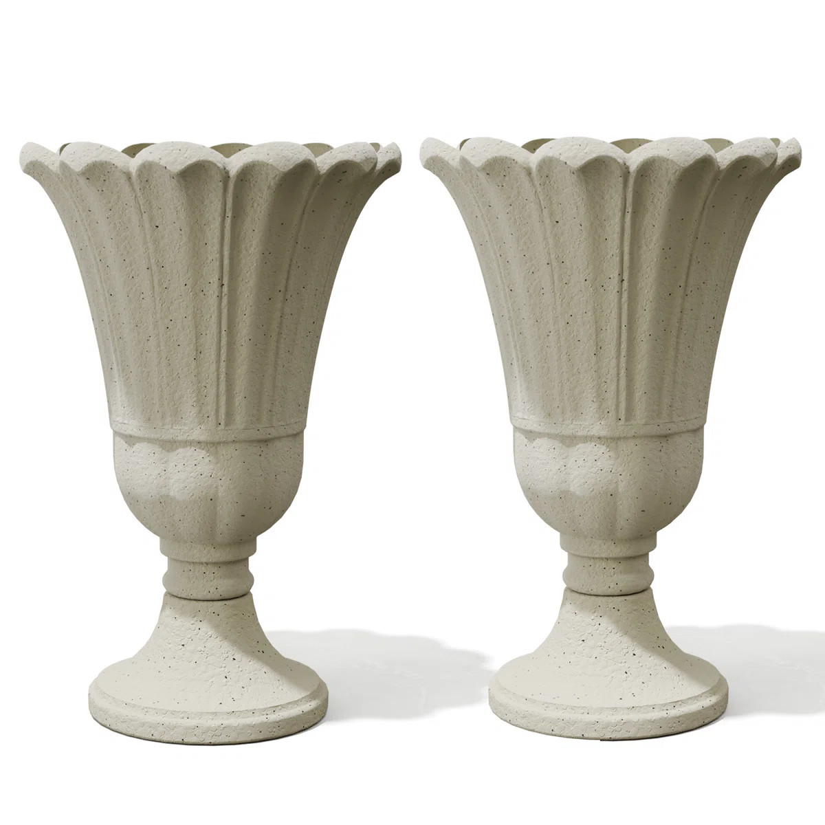 2-Pack Petal Shaped Pedestal Planters, 23.6" Tall Outdoor Flower Pots With Solid Base, Elegant Pa... | Wayfair North America