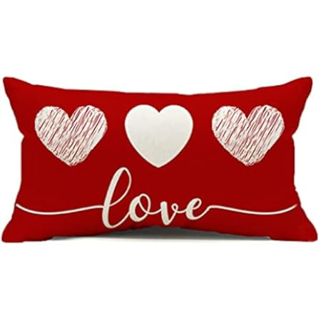 LAHL Valentine's Day Pillow Cover,Red Background Love Decorative Lumbar Throw Pillow Cover Case Cush | Amazon (US)