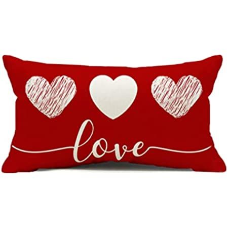 LAHL Valentine's Day Pillow Cover,Red Background Love Decorative Lumbar Throw Pillow Cover Case Cush | Amazon (US)
