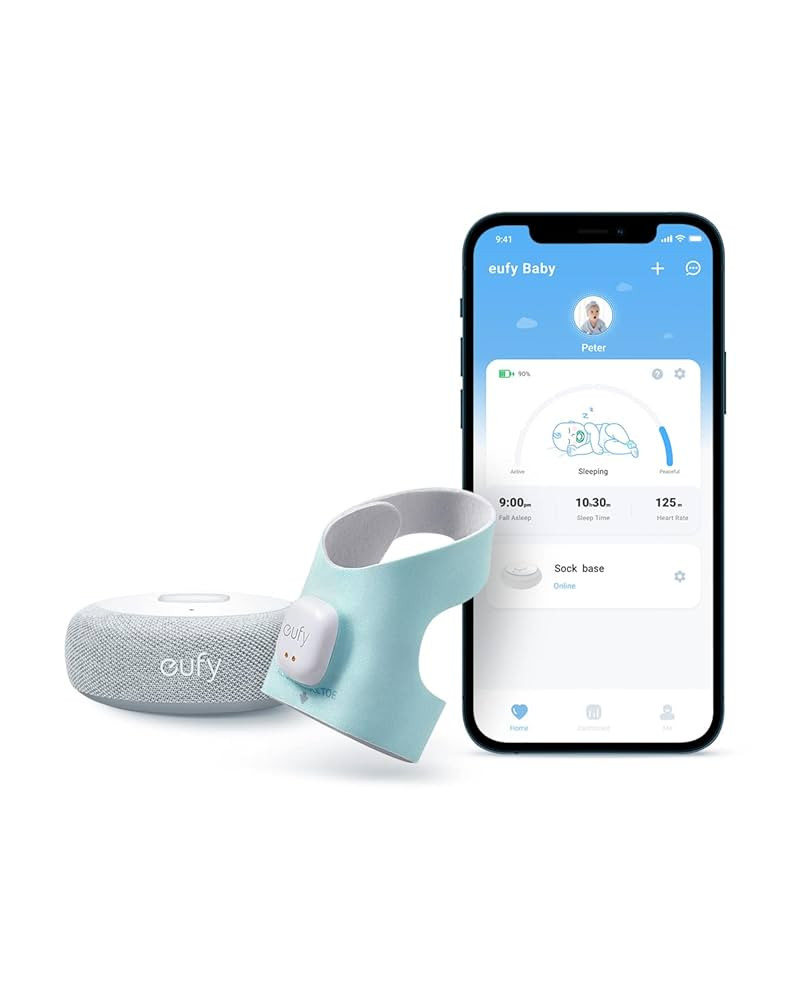 eufy Security Baby Smart Sock Baby Monitor with 2.4 GHz Wi-Fi, Track Sleep Patterns, Naps, Heart ... | Amazon (US)