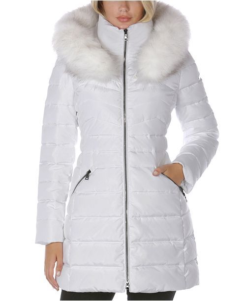 Faux-Fur Trim Hooded Puffer Coat | Macys (US)