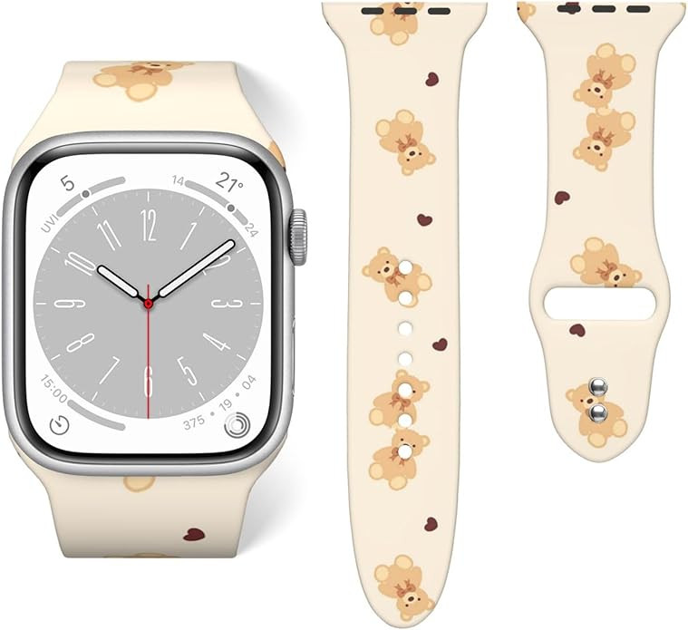 Teddy Bears Hearts Silicone Replacement Watch Bands Compatible With Apple Smartwatch Wristband Co... | Amazon (US)