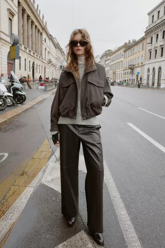 HERRINGBONE BALLOON BOMBER JACKET | Zara US