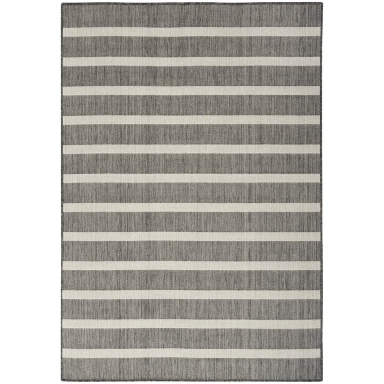 Nourison Positano Indoor/Outdoor Charcoal Ivory 6' x 9' Area Rug (6x9) - Walmart.com | Walmart (US)