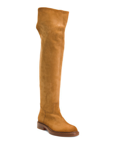 Suede Tall Shaft Over The Knee Boots For Women, Leather/Gold/Suede | TJ Maxx