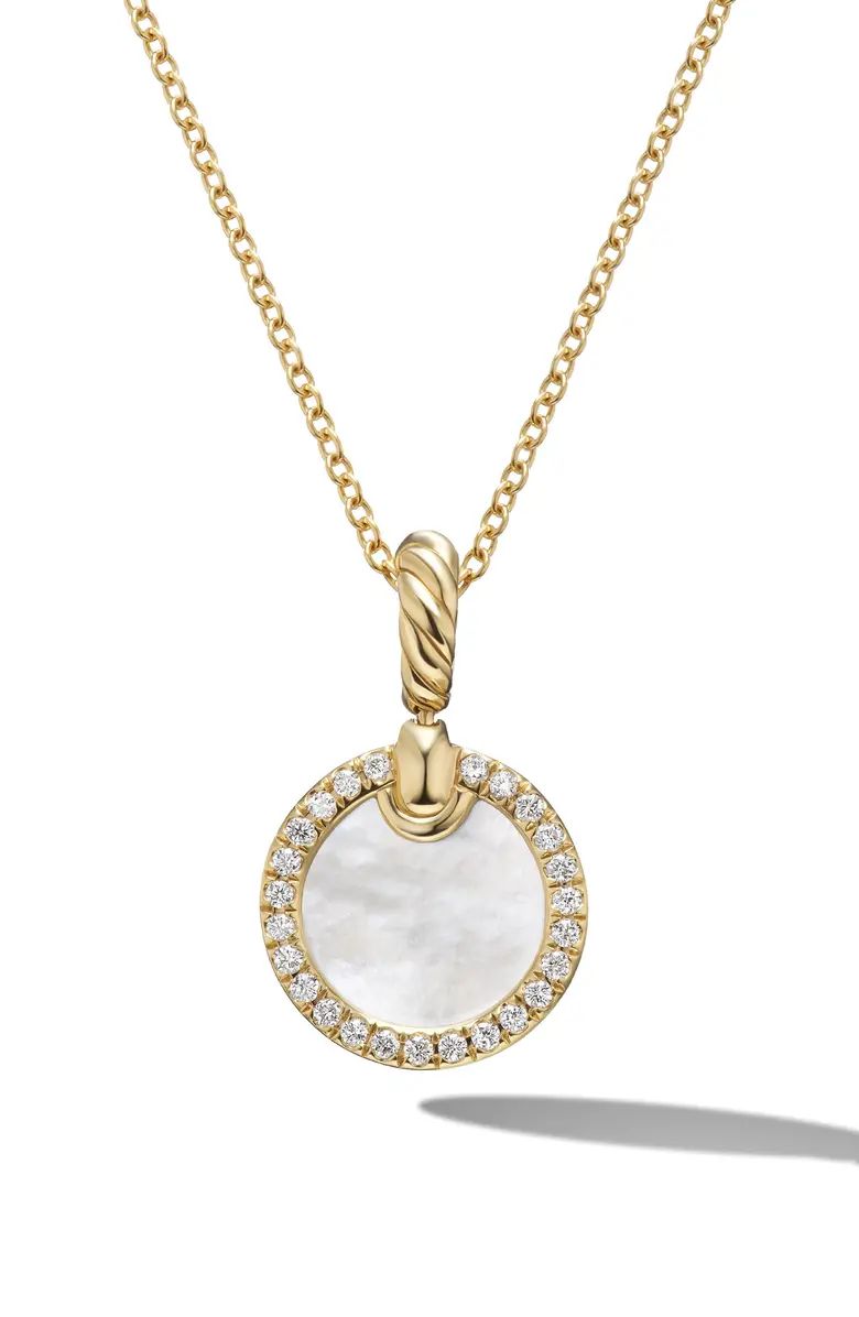 David Yurman Petite DY Elements® Pendant Necklace in 18K Yellow Gold with Mother of Pearl and Pa... | Nordstrom