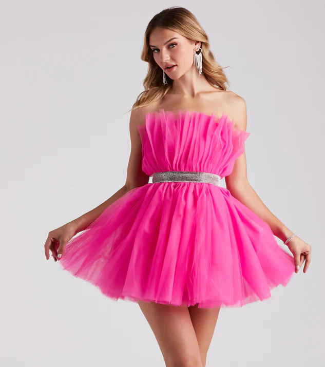 Belle Tulle Rhinestone Short Dress | Windsor Stores