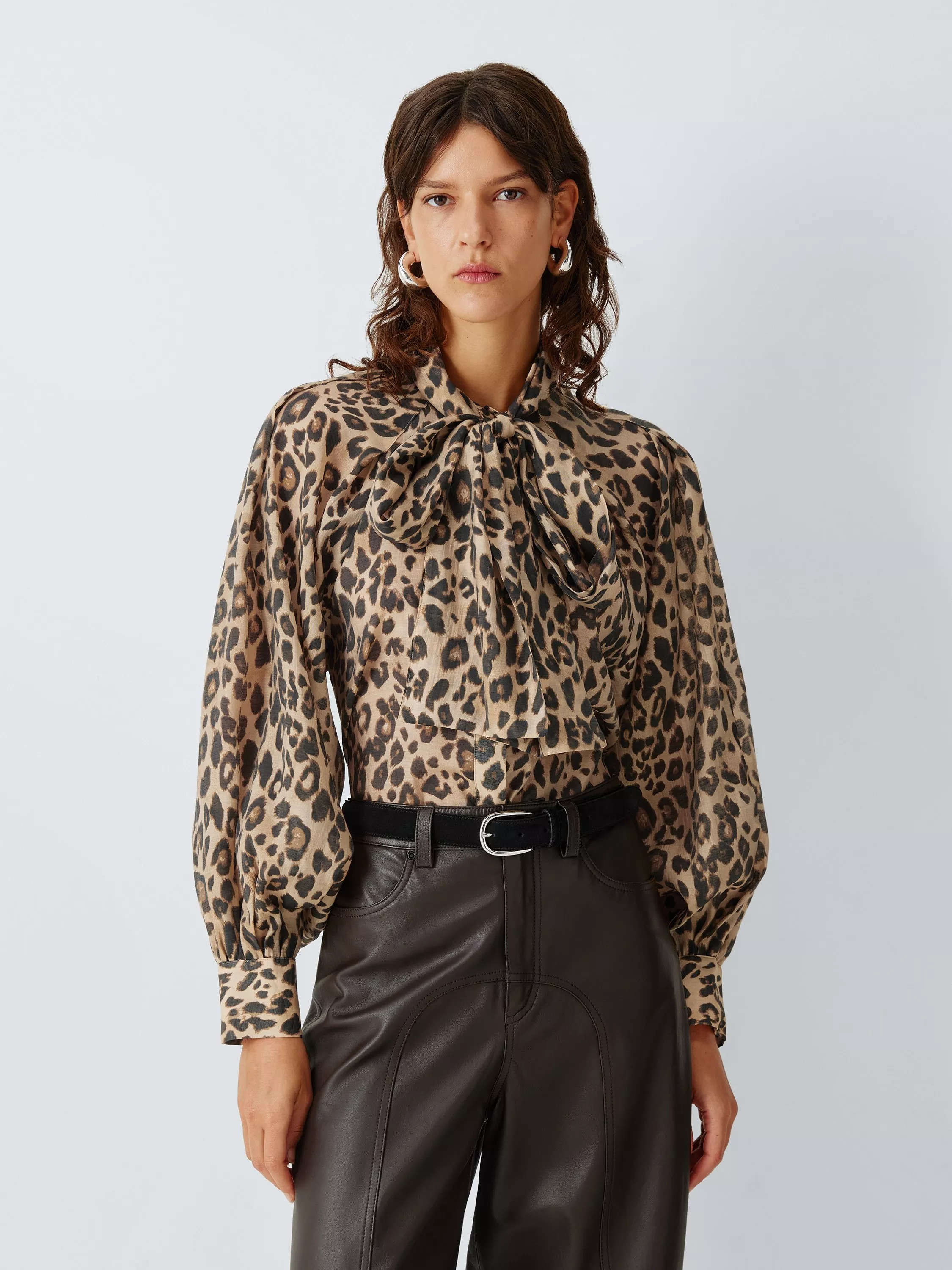 AND/ORCassie Leopard Print Tie Neck Top, LeopardProduct review details, this product has received... | John Lewis (UK)