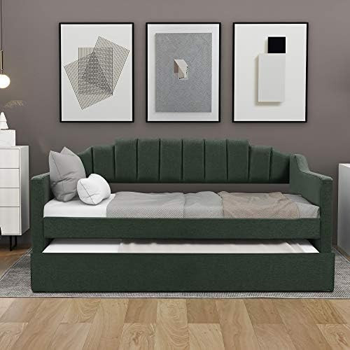 Twin Daybed with Trundle, Upholstered Twin Size Daybed Sofa Bed for Bedroom Living Room No Box Sprin | Amazon (US)