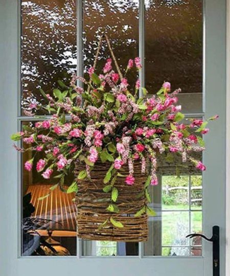 Front door basket with flowers! 